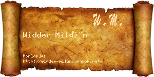 Widder Milán névjegykártya